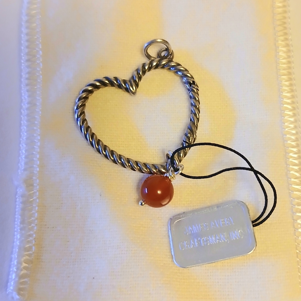James Avery Changeable Heart Charm W/ Rtd Terra Cotta Enhancer Bead